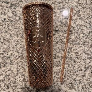 Starbucks 2023 Holiday Rose Gold Grid Tumbler Venti 24 oz
